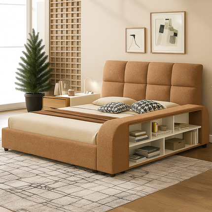 Slumber Edge Contemporary Curved Platform Bed with Storage – Modern Bedroom Essential - Uber Decor