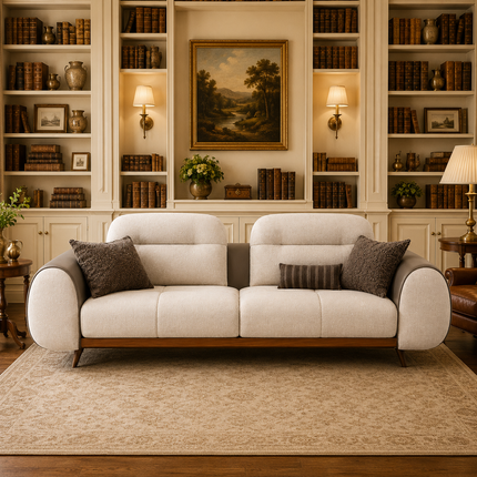 Vancouver Luxury Modern Sofa with Rounded Armrests and Minimalist Designer Couch for Living Room