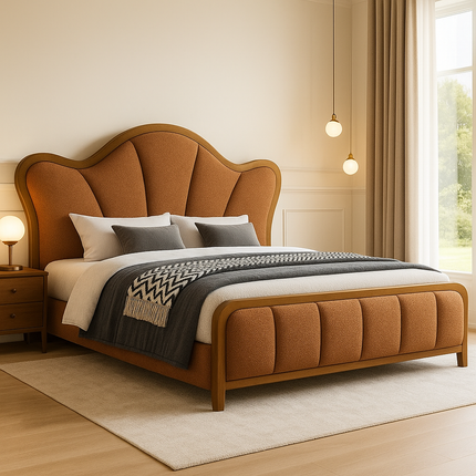 Restful Haven Japandi Curved Luxury Bed with Storage – Modern Bedroom Centerpiece - Uber Decor