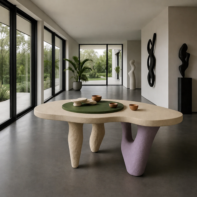 Donets Wabi-Sabi Modern Japandi Coffee Table – Sculptural Organic Solid Wood Center Table for Contemporary Living Rooms
