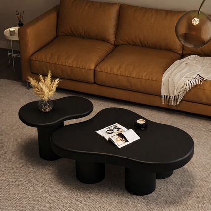 Spiti Wabi-Sabi Sculptural Japandi Coffee Table – Mid-Century Scandinavian Solid Wood Center Table for Living Room
