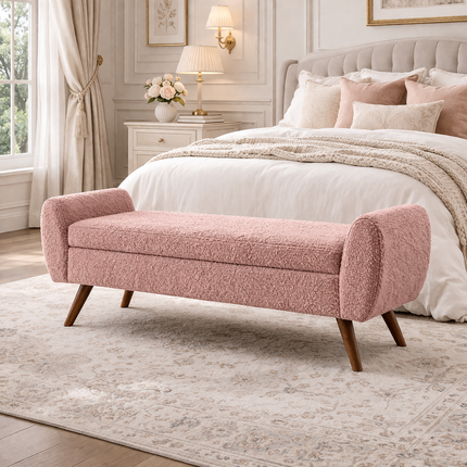 Amsi Mid-Century Modern Flip Top Storage Bench – Japandi-Inspired Entryway & Bedroom Organizer