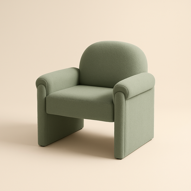Aurelle- Modern Upholstered Armchair with Wide Armrests, Curved Backrest and Flat Seat - Uber Decor