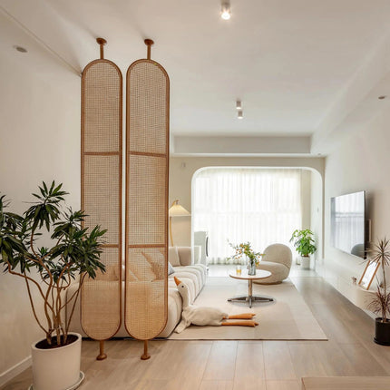 RAVENI Handcrafted Wooden Rattan Room Divider for Living Rooms, Lounges & Open Homes with Made-to-Order Customisation