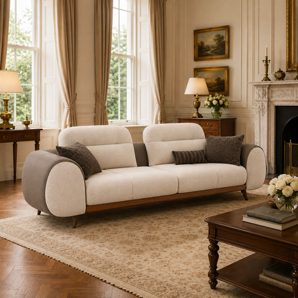 Vancouver Luxury Modern Sofa with Rounded Armrests and Minimalist Designer Couch for Living Room