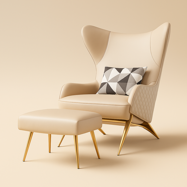 Nordic Luxe Recliner Set – Modern Lounge Chair with Ottoman for Living Room & Hotel Lounge - Uber Decor