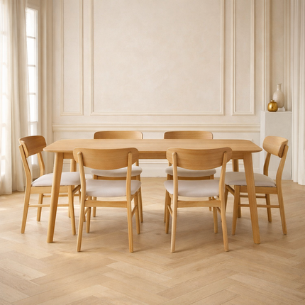 Trevara Fern Mid-Century Modern Wooden Dining Table for Kitchen Dining Area