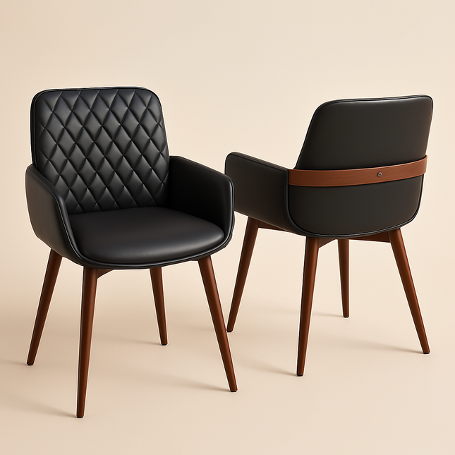 Tavra Contemporary Dining Chair Set of 2 Modern Custom Made Design with Armrest Ideal for Dining Room Office Space - Uber Decor