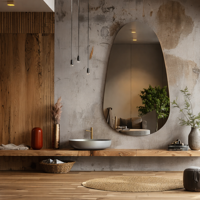 Arna Frameless Vertical Pill Shaped Decorative Mirror for Modern Homes - Uber Decor