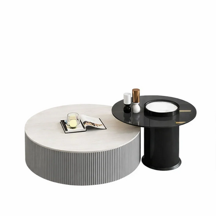 Tiber Oro Italian Luxury Round Coffee Table Tempered Glass Top High Gloss Finish Minimalist Centerpiece for Lounge and Living Suites