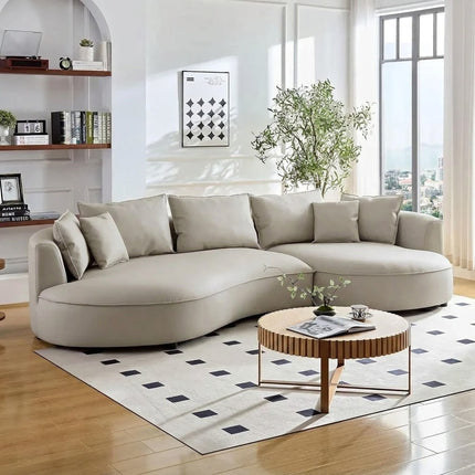 Boucle Breeze 105 in Curved Sofa – In Stock Faux Leather Luxury Couch