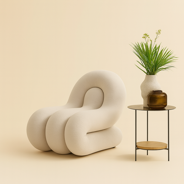 Cloud Drift Modern European Sculptural Accent Chair with Fixed Base Lounge Chair for Living Room and Lounge - Uber Decor