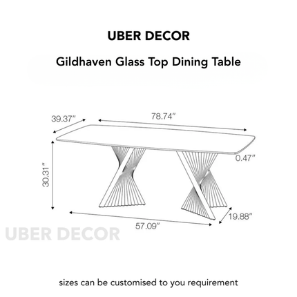 Gildhaven Glass Top Dining Table Modern Luxury Design with Sculptural Pedestal Base for Dining Room