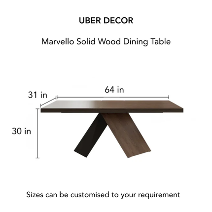 Marvello Solid Wood Dining Table Modern Contemporary Design with Sculptural Wooden Base for Formal Dining Room