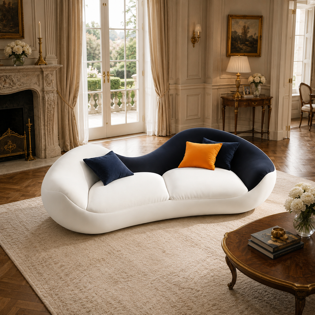Belgrade Luxury Modern Wave Sofa with Sculptural Dual Tone Design Customisable Designer Couch for Living Room