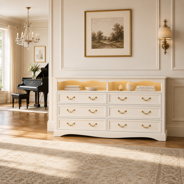 Belmont Luxe 6-Drawer French Country Style Cabinet for Bedroom, Living Room & Entryway