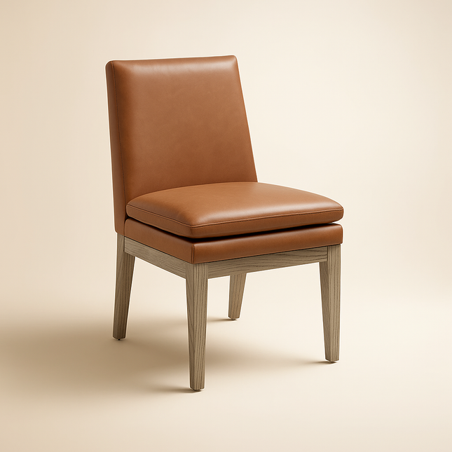 Lorin Modern Dining Chair Custom Made Minimal Design with Solid Wood Base Ideal for Dining Room Formal Dining Area - Uber Decor