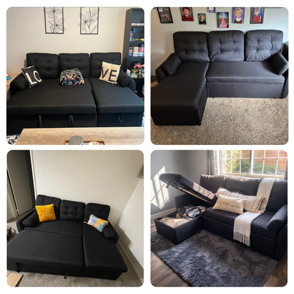 Savannah Sectional Sofa with Storage - Reversible Pull Out Couch Sofabed - Uber Decor