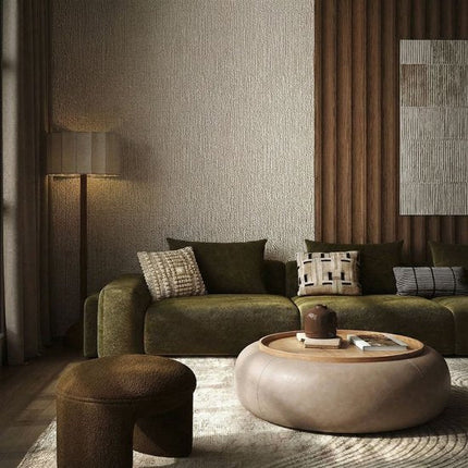 Lufira upholstered round coffee table with solid wood tray top low profile modern center table for lounge space and cozy interiors