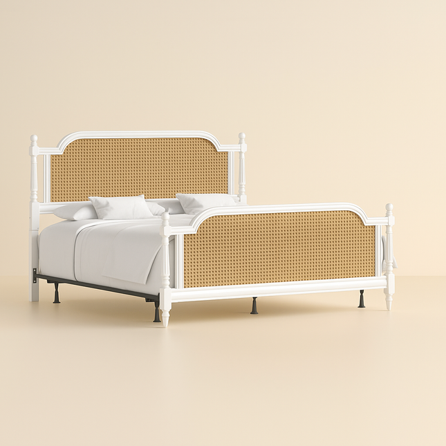 MapleGrace Colonial French Cane Panel Customisable Bed for Elegant Master Suites - Uber Decor