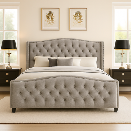 Serenabelle Wingback Bed – Heritage-Inspired Bedroom Classic - Uber Decor