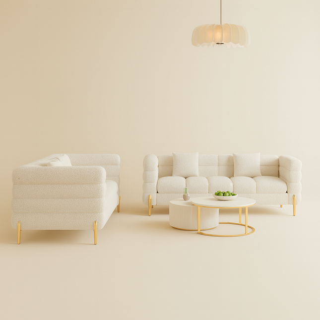 Tampa 3 Seater Luxury Modern Japandi Sofa for Living Room with Gold Legs Customisable Designer Sofa
