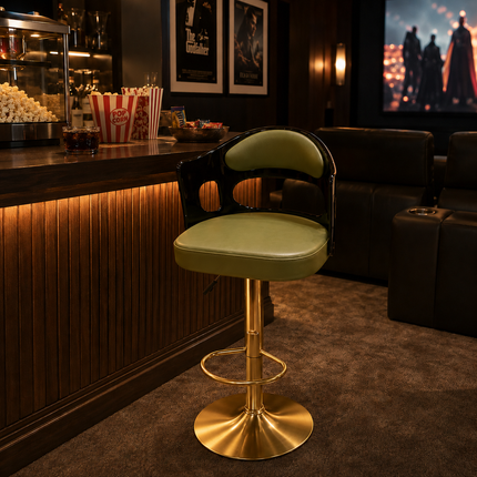 Belluno Modern Bar Stool with Hydraulic Lift for Kitchen Island and Home Bar Seating Mid Century Contemporary Counter Chair