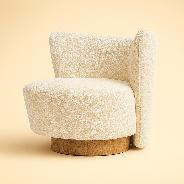 LARA – Modern Lounge Chair with Oak Base for Living Room, Hotel, Bedroom & Vanity Spaces - Uber Decor