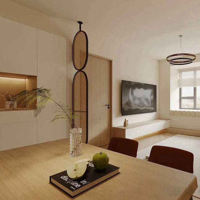 RAVENI Handcrafted Wooden Rattan Room Divider for Living Rooms, Lounges & Open Homes with Made-to-Order Customisation