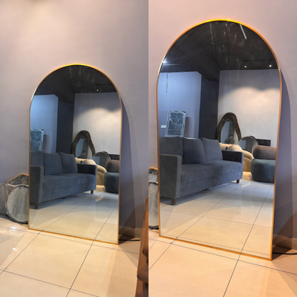 Grand Archway Wide Metal Frame Full Length Bedroom Mirror - Uber Decor