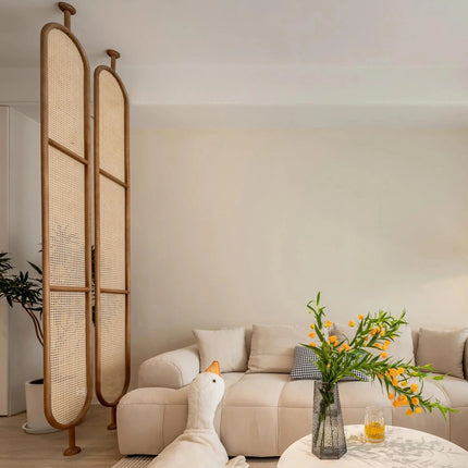 RAVENI Handcrafted Wooden Rattan Room Divider for Living Rooms, Lounges & Open Homes with Made-to-Order Customisation