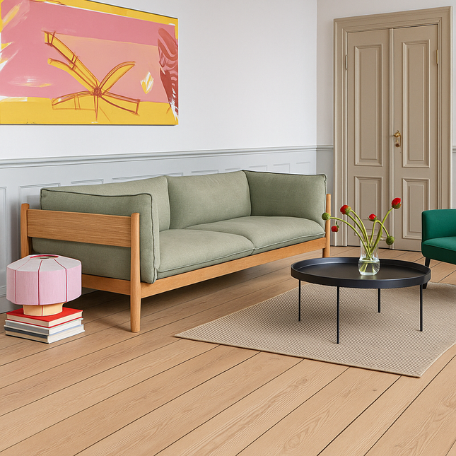 Kingman Mid-Century Modern Sofa Minimalist Wooden Frame Couch for Living Room