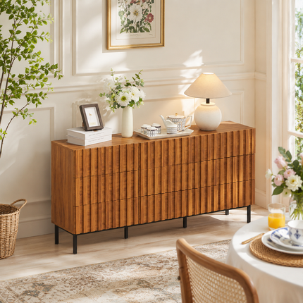 Raven Noir 9-Drawer Contemporary Japandi Cabinet for Living Room, Bedroom, Office & Entryway