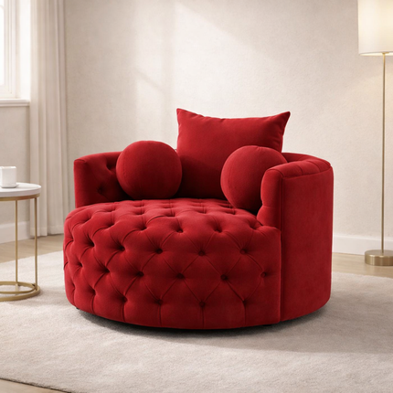 Orania 360 Degree Swivel Accent Chair Single Barrel Sofa with Round Tufted Base - Uber Decor