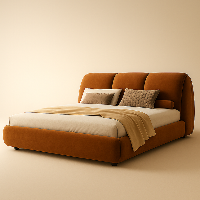 Dreamy Drift Wabi‑Sabi Curved Budget Bed – Modern Bedroom Staple - Uber Decor