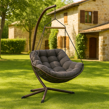 PineLoop Wabi-Sabi Cocoon Swing Chair – Japandi Scandinavian Boho Balcony & Garden Swing Chair