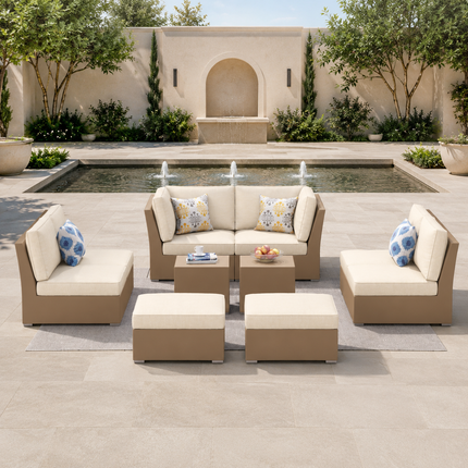 Meadowyn Modular Sofa Set with Twin Tables   Nature-Inspired Outdoor Seating for Decks, Garden Terraces & Patio Lounges