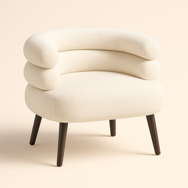 LuxeLamb Boucle Armchair – Modern Single Sofa for Living Room, Bedroom & Luxury Reception Areas - Uber Decor