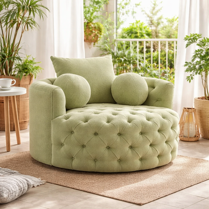 Orania 360 Degree Swivel Accent Chair Single Barrel Sofa with Round Tufted Base - Uber Decor