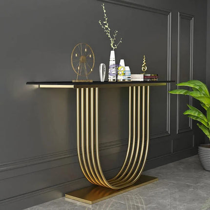 Virello Arc Console Table – Custom Marble Top | Mid-Century Modern European Hallway Accent Console - Uber Decor
