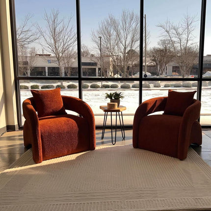 Syrena Open U-Back Curved Upholstered Accent Armchair with Pillow - Uber Decor