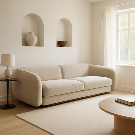 Samara Modern Minimalist Sofa Neutral Upholstered Couch for Living Room