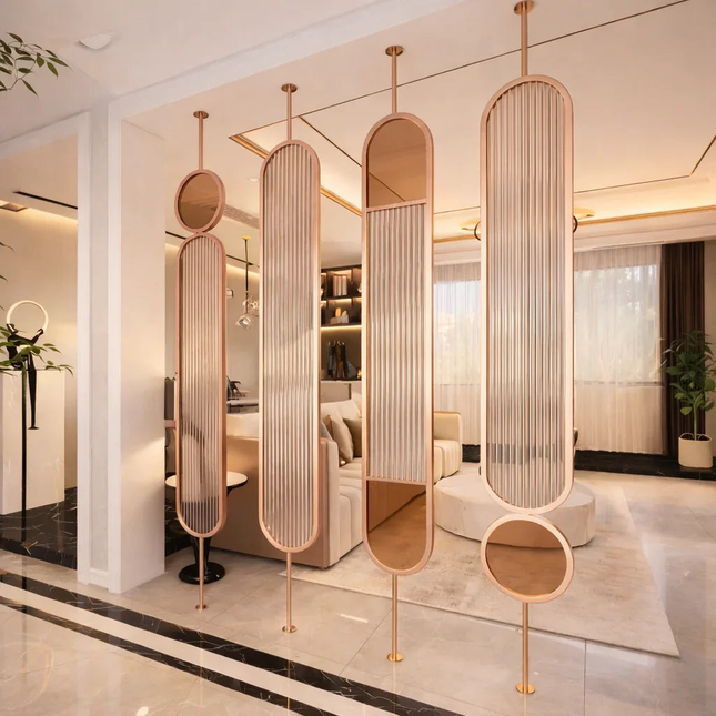 ARIN Fluted Glass Room Divider for Modern Residential Interiors