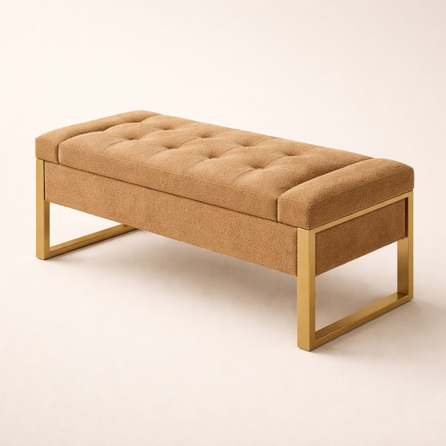 Shanieka Mid-Century Modern Flip Top Storage Bench – Luxe European-Inspired Bedroom & Entryway Organizer