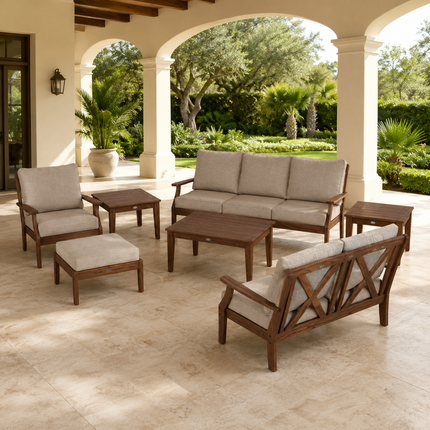 Terranook Outdoor Sofa, Chair & Table Set Classic Patio Seating Ensemble for Lawns, Courtyards & Veranda Spaces