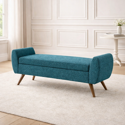 Amsi Mid-Century Modern Flip Top Storage Bench – Japandi-Inspired Entryway & Bedroom Organizer
