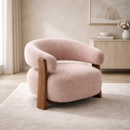 Tranquil Arc Living Room Chair Mid Century Modern American Inspired Solid Wood Frame Fixed Base Contemporary Chair Lounge and Bedroom