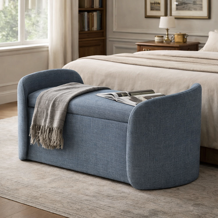 Sophie Curved 2-in-1 Storage Bench with Flip Top Seat Minimalist End-of-Bed Organizer for Bedroom & Entryway Spaces