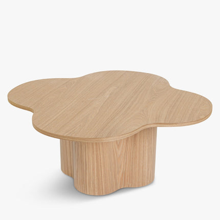 Tumen Organic Sculpted Coffee Table Mid Century Modern Japandi Inspired Solid Wood Center Table With Curved Base For Family Room