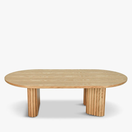 Sittang sculptural solid wood coffee table inspired by contemporary Scandinavian design for family room and lounge spaces